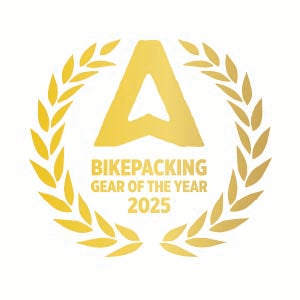 Gold logo with 'A' and 'Bikepacking Gear of the Year 2025' text on a white background