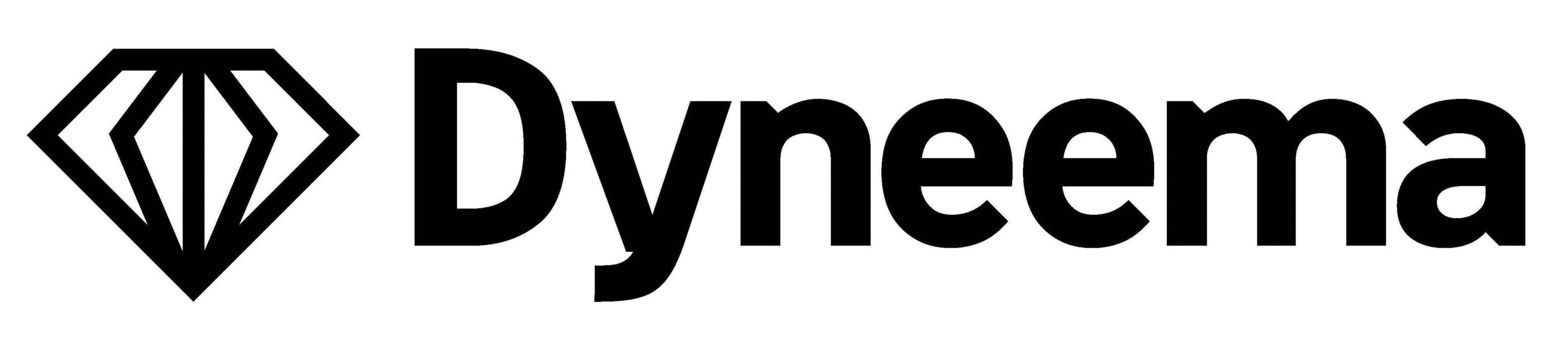 Dyneema logo with black text and diamond-shaped icon on a white background